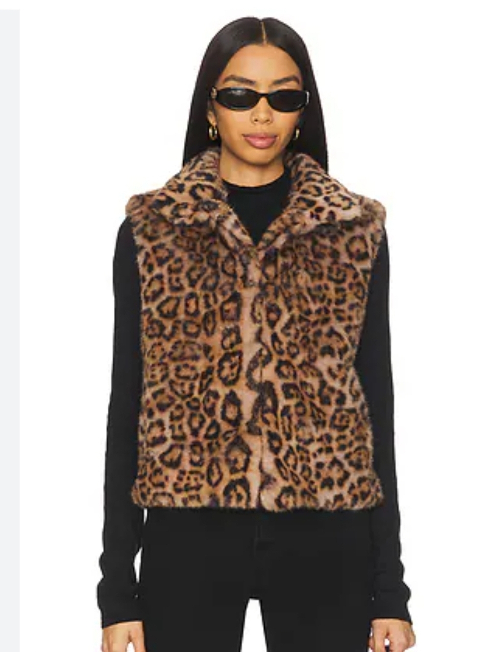 Designers Originals Taupe & Black Faux Fur Leopard Print Vest